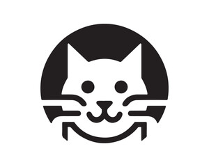 Cat logo design icon symbol vector template. Silhouette cat illustration