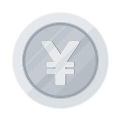 Silver coin with Yen sign. Economy, finance, investment, profit, money, Japanese currency concept. Flat vector illustration isolated on white background