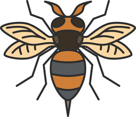 カラーミニ昆虫の単品アイコン　蜂