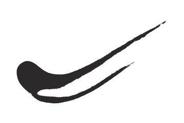 Isolated black brush stroke on transparent background.