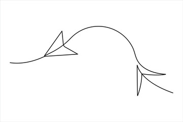 Continuous one line art drawing of arrow, arrow icon outline vector illustration