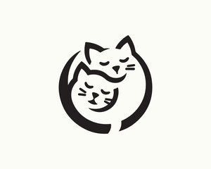 Cat logo design icon symbol vector template. Silhouette cat illustration