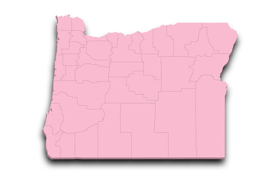 recommend clip art: 3d Map of Oregon state with color. United State of America, US, United State