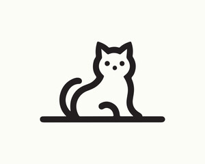 Cat logo design icon symbol vector template. Silhouette cat illustration