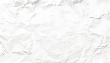 Obraz premium White blank crumpled and creased paper poster texture background isolated with white highlights, png