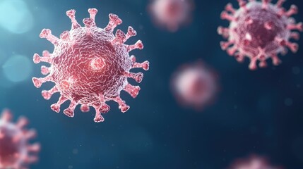Illustration of a virus, isolated on a soft focus background.