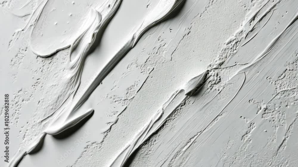 Poster white paint has been applied to a surface, creating a textured and abstract pattern