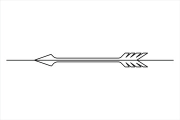 Continuous one line art drawing of arrow, arrow icon outline vector illustration