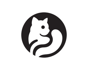 Cat logo design icon symbol vector template. Silhouette cat illustration