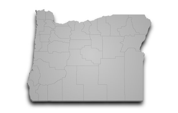 recommend clip art: 3d Map of Oregon state with color. United State of America, US, United State