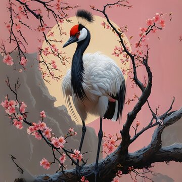 Crimson Crown and Cherry Blossoms