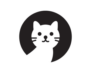 Cat logo design icon symbol vector template. Silhouette cat illustration