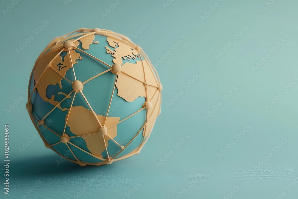 Aufkleber a globe model representing global connectivity and networking against a teal background.
