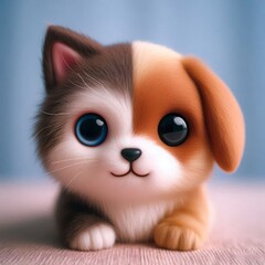 Obraz premium Dogs and cats. Photo of half dog and half cat face.