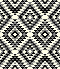 Bohemian Southwestern Aztec diamonds grey Raster pattern. Tribal Aztec kilim geometrics in cream, grey, black seamless pattern.
