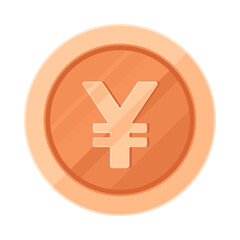 Copper coin with Yen sign. Economy, finance, investment, profit, money, Japanese currency concept. Flat vector illustration isolated on white background