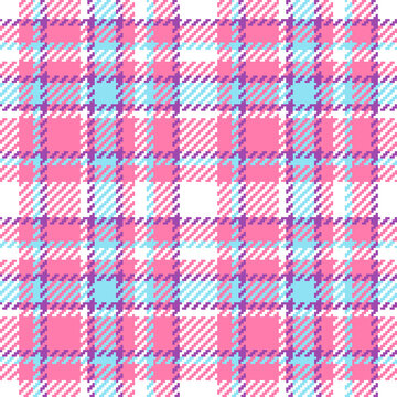 Retro Valentine's Day Tartan pink blue Raster Pattern. Seamless midcdentury style colorful plaid in pastel colors seamless pattern.