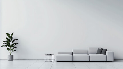 Modern living room with plant and sofa
