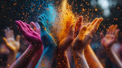 Holi Festival with Color Powder Throwing