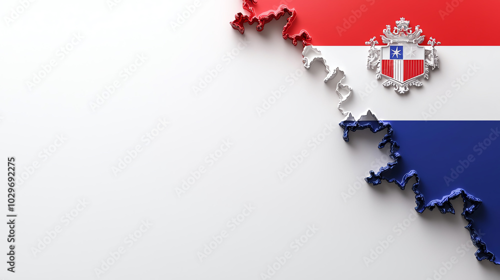 Poster flag design with textured edges, isolated.