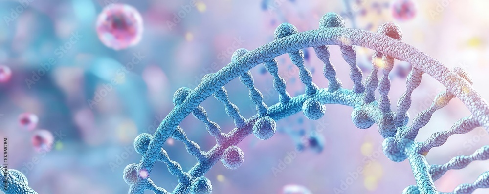 Poster colorful abstract representation of dna structure with molecular background.