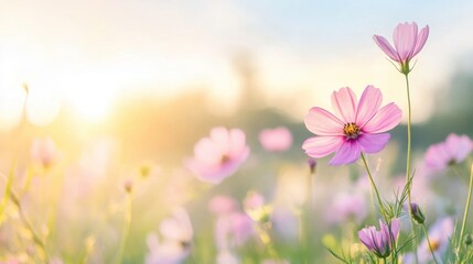 A colorful display of wildflowers thrives in a sunlit meadow, basking in the warmth of a spring afternoon