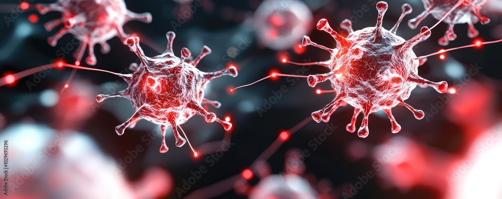 Poster High-resolution image of viruses in a dynamic digital environment.
