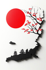 Obraz premium Japanese landscape with cherry blossom