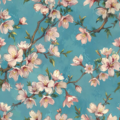watercolor cherry blossom seamless pattern 1