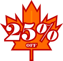 Twenty Five Percent Discount Fall Sale Vector