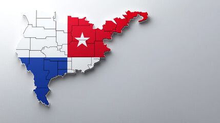 Fototapeta premium Map of Southeast USA and North Korea flags