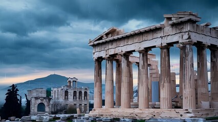 Obraz premium Greece Athens raining day
