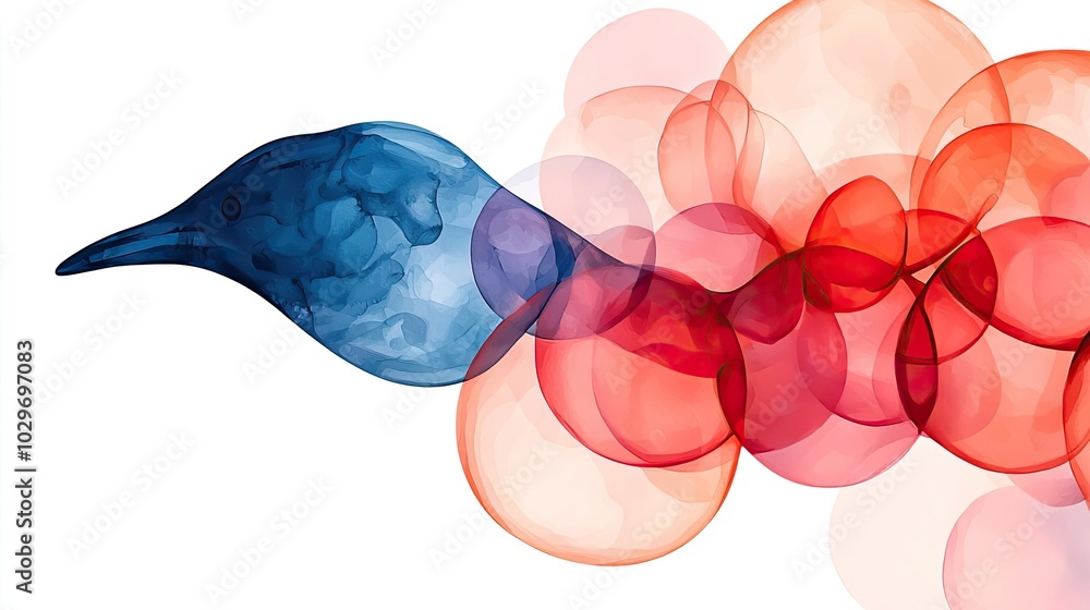 Poster abstract colorful fluid shapes blending together in harmonious design.