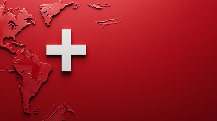 Switzerland flag with map outline design.