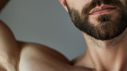 Fototapeta premium Close-Up of a Man's Face and Shoulder