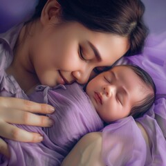 portrait of a woman with new born baby