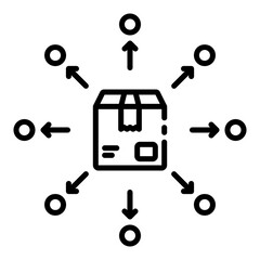 Fototapeta premium Package product distribution icon representing delivery, supply, and logistics management in marketing
