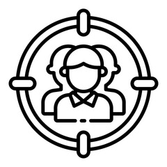Target audience icon representing customer group segmentation and market targeting in marketing