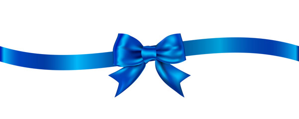 Blue bow and blue ribbon for Christmas gift, Valentine's Day, birthday, Valentine's Day.