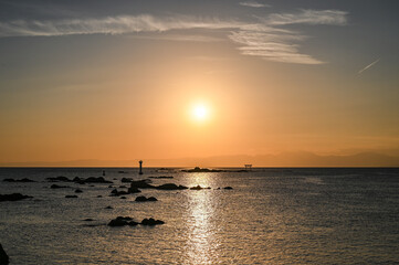 神奈川県葉山町森戸海岸からの夕日