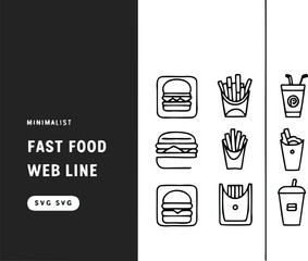 Set Icons about Fast Food Vector illustration logo concept design