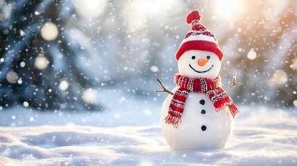 snowman in winter seasond winter landscape background