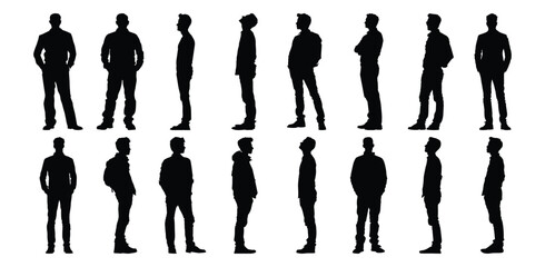 Man silhouettes set, people pack of vector silhouette design, isolated background