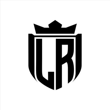 recommend clip art: LR Logo with shield shape inside shield badge crown on white background template design