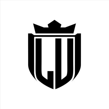 recommend clip art: LU Logo with shield shape inside shield badge crown on white background template design