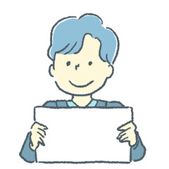 白紙ボードを持っている男性の素材イラスト