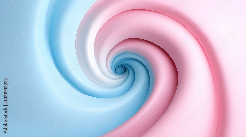 Poster abstract swirl design in pastel blue and pink tones, creating a soft, calming visual effect with flu
