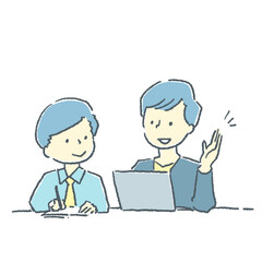 教育している男性と男性の素材イラスト