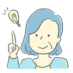 閃いた年配女性の素材イラスト