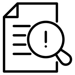 inspection, document with magnifiying glass icon